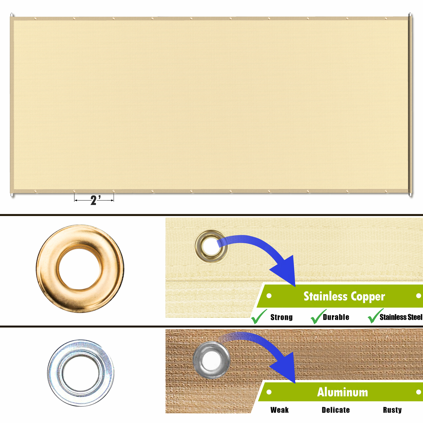 ColourTree Waterproof Pergola Sun Shade Replacement Canopy