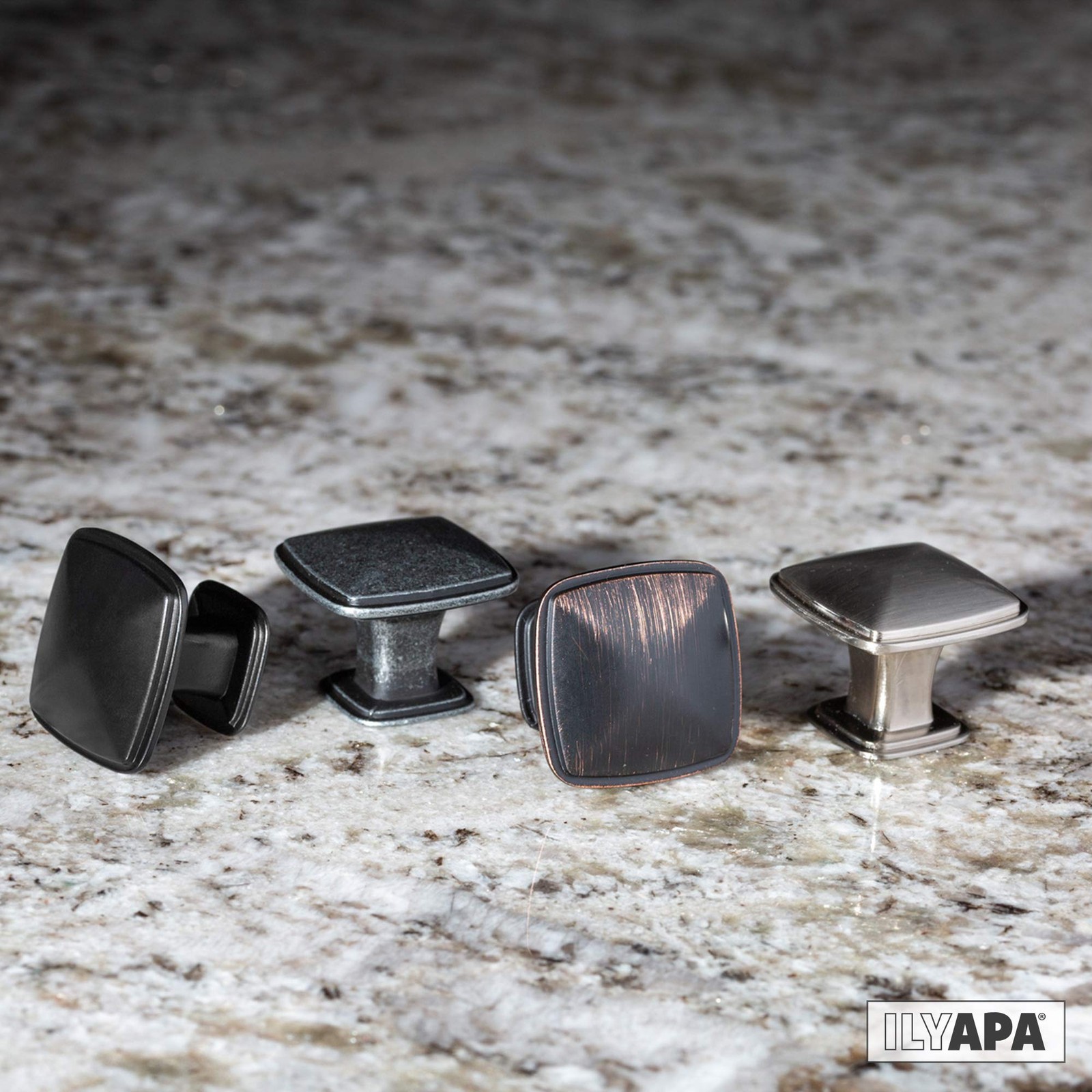 Black Square Kitchen Cabinet Knobs - 25 Pack of Drawer Handles Hardware