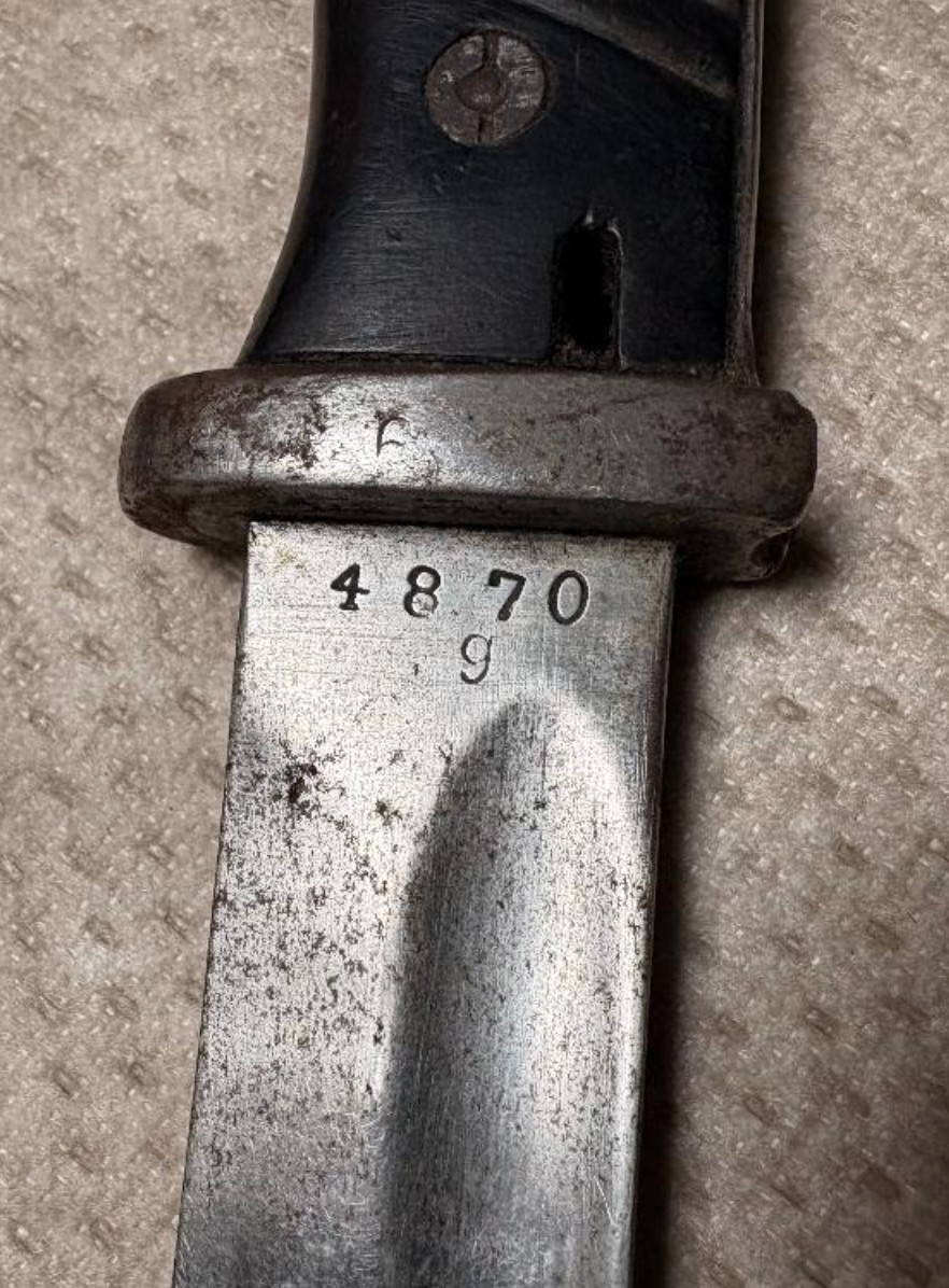 WWII German K98 Bayonet with Scabbard and Leather Frog - Original