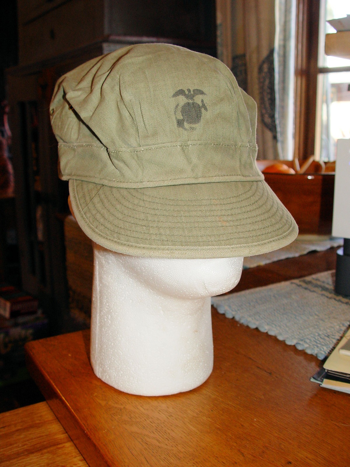 Original WWII USMC Marine Corps Cap Hat P44 HBT