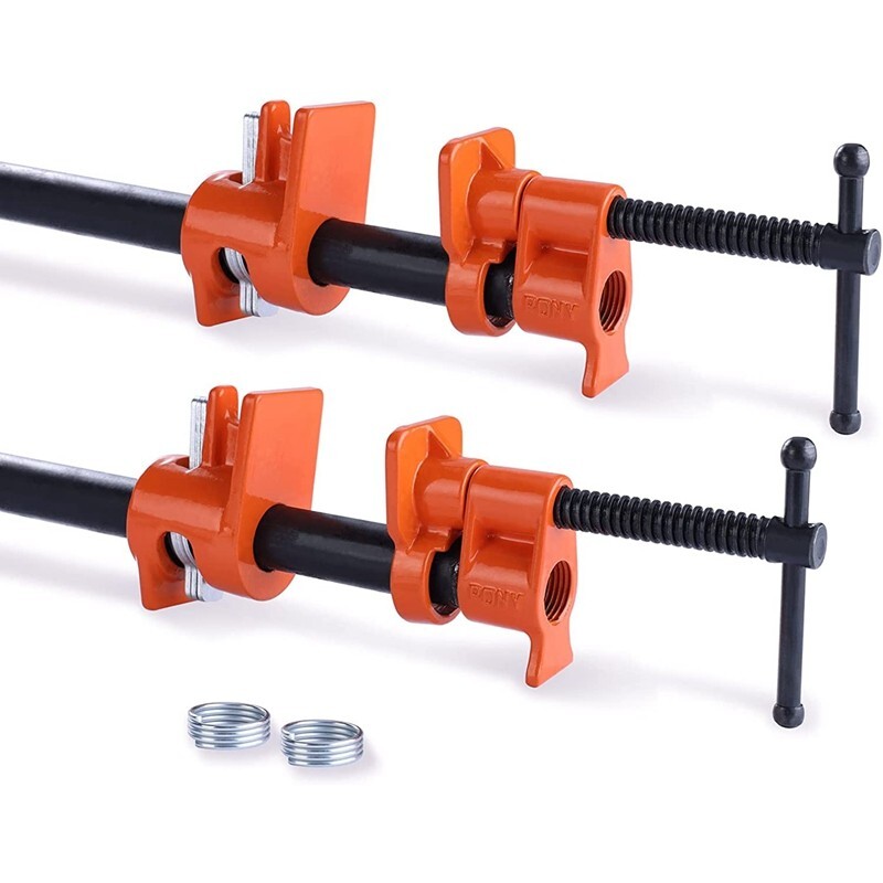 PONY 2-Pack 1/2 Inch Pipe Clamp 52 Wood Gluing Pipe Clamp Fixture for Black Pipe