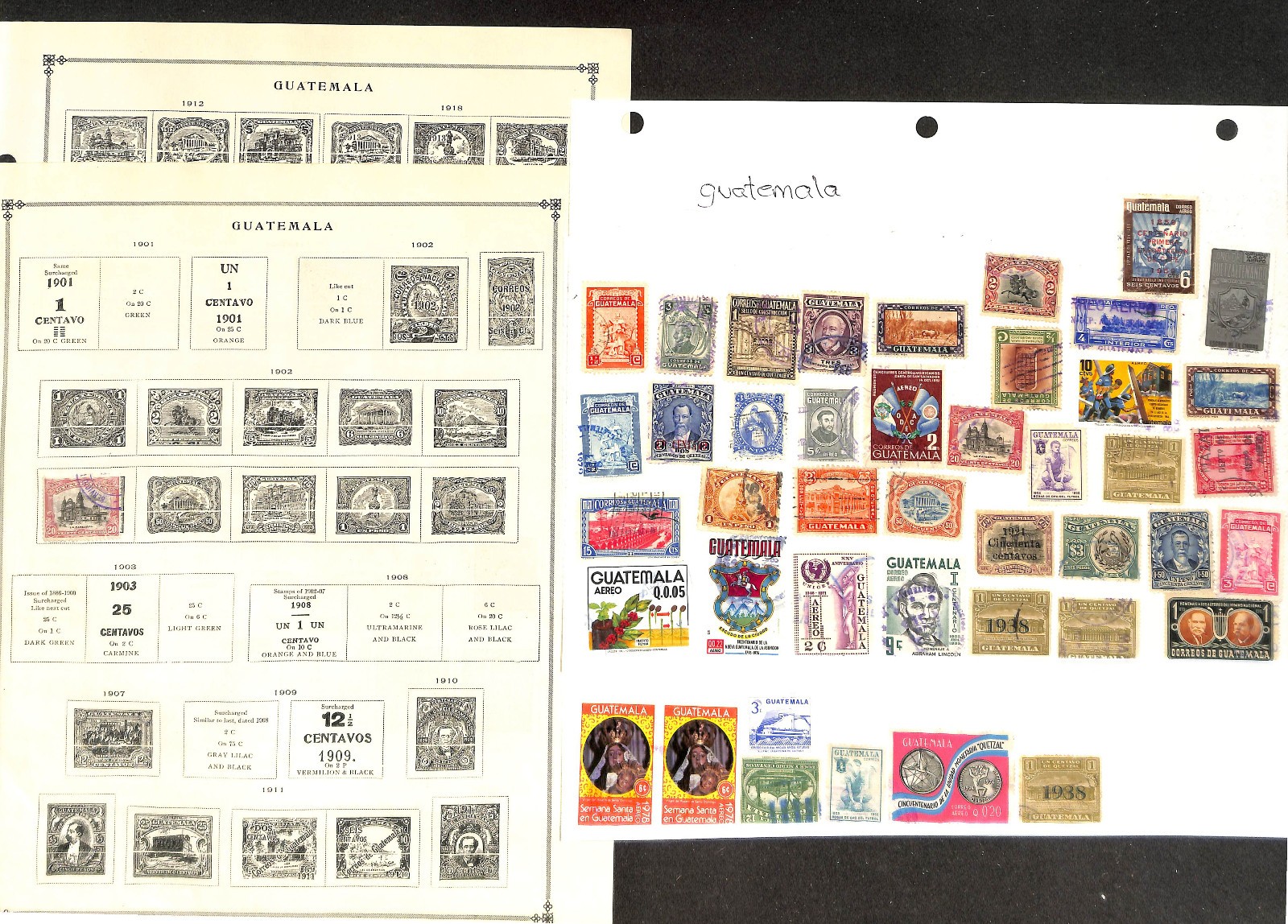 Guatemala Stamp Collection on 13 Scott International Pages, 1912-1956 (BF)