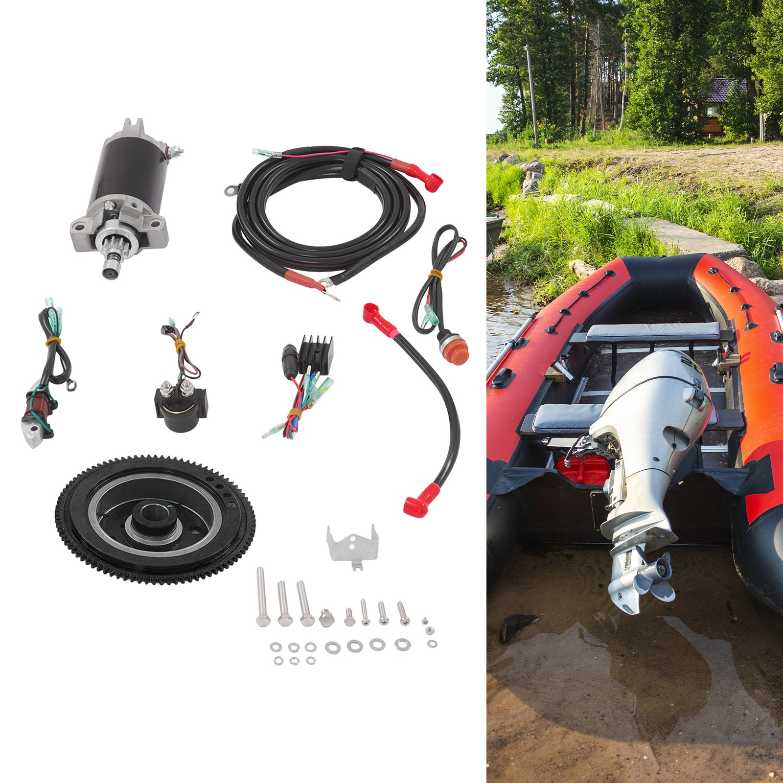 Electric Starter Conversion Kit For Yamaha 2Stroke 40HP Outboard Motor Start Kit