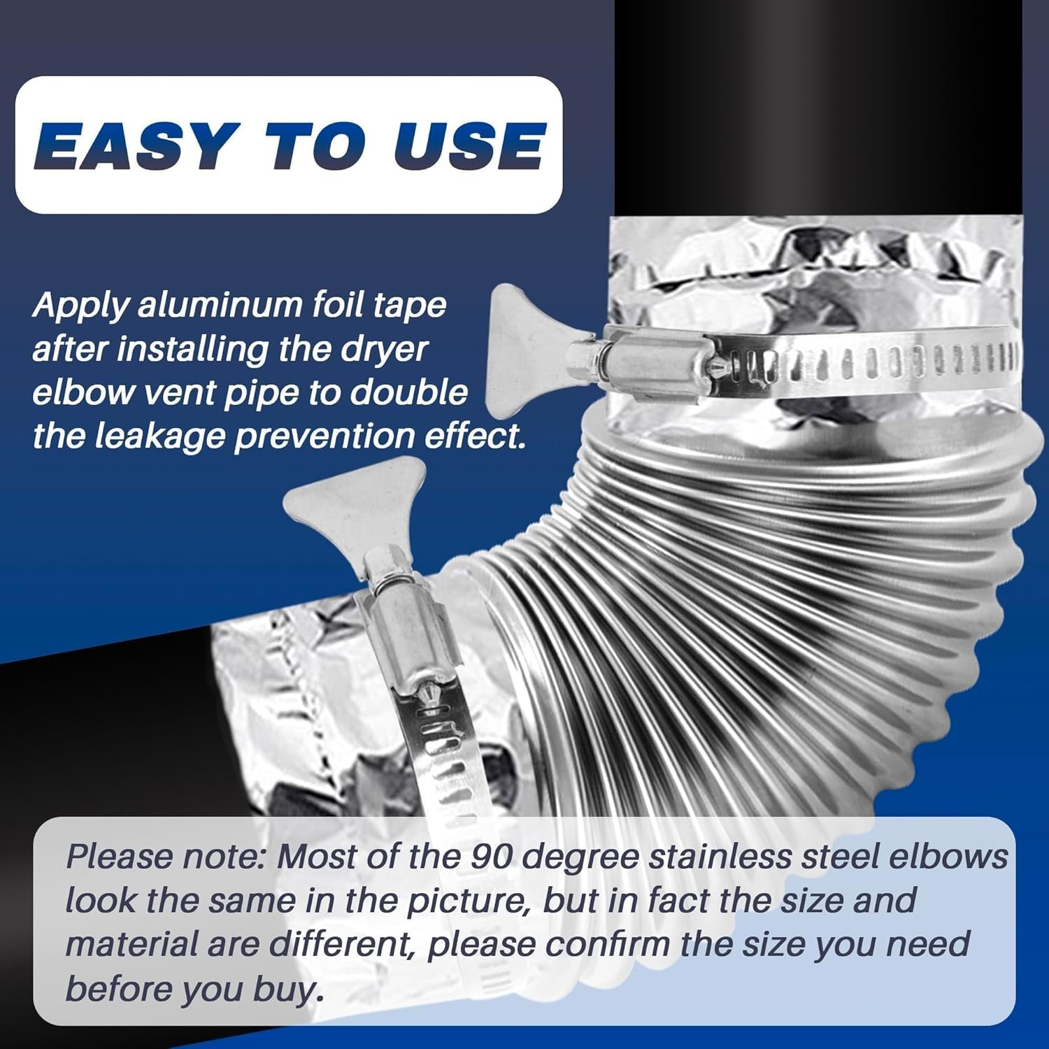 2 Pack 4" OD 3.97" ID 90 Degree Dryer Vent Elbow