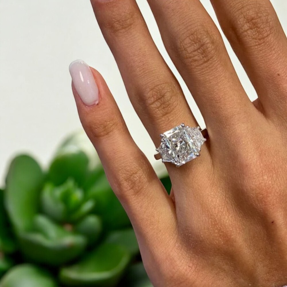 Wedding 14k White Gold Ring Radiant Cut 4.16 Ct Lab Grown IGI Diamond