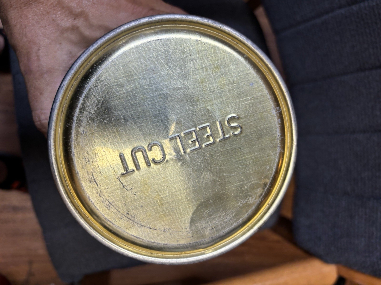 Vtg Caswells coffee 31lb coffee can tin yellow and blue brand advertising litho