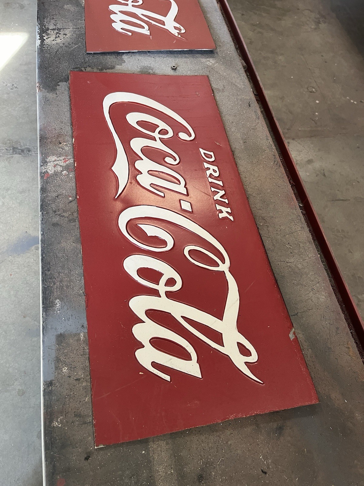 COCA COLA RAISED LETTER METAL END PANEL 1950s-1960s ORIGINAL Last One
