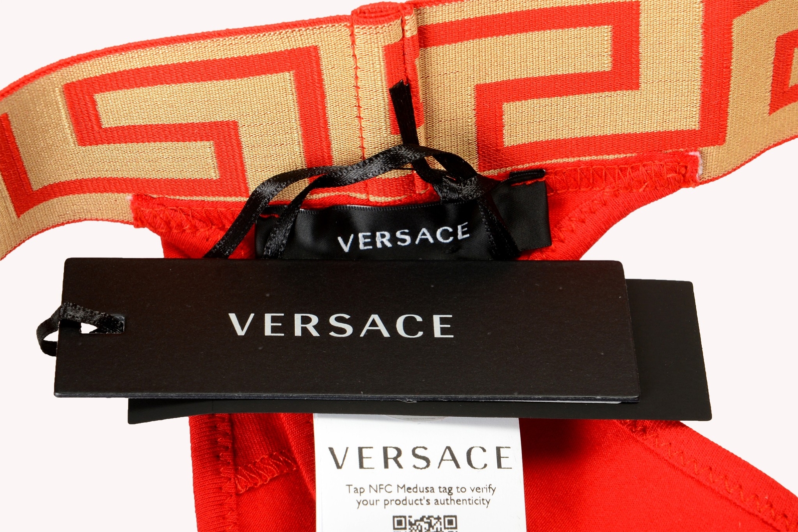 Versace Women's "Jersey Topeka" La Greeca Thong Panties Versace sz 5 US XL IT 46