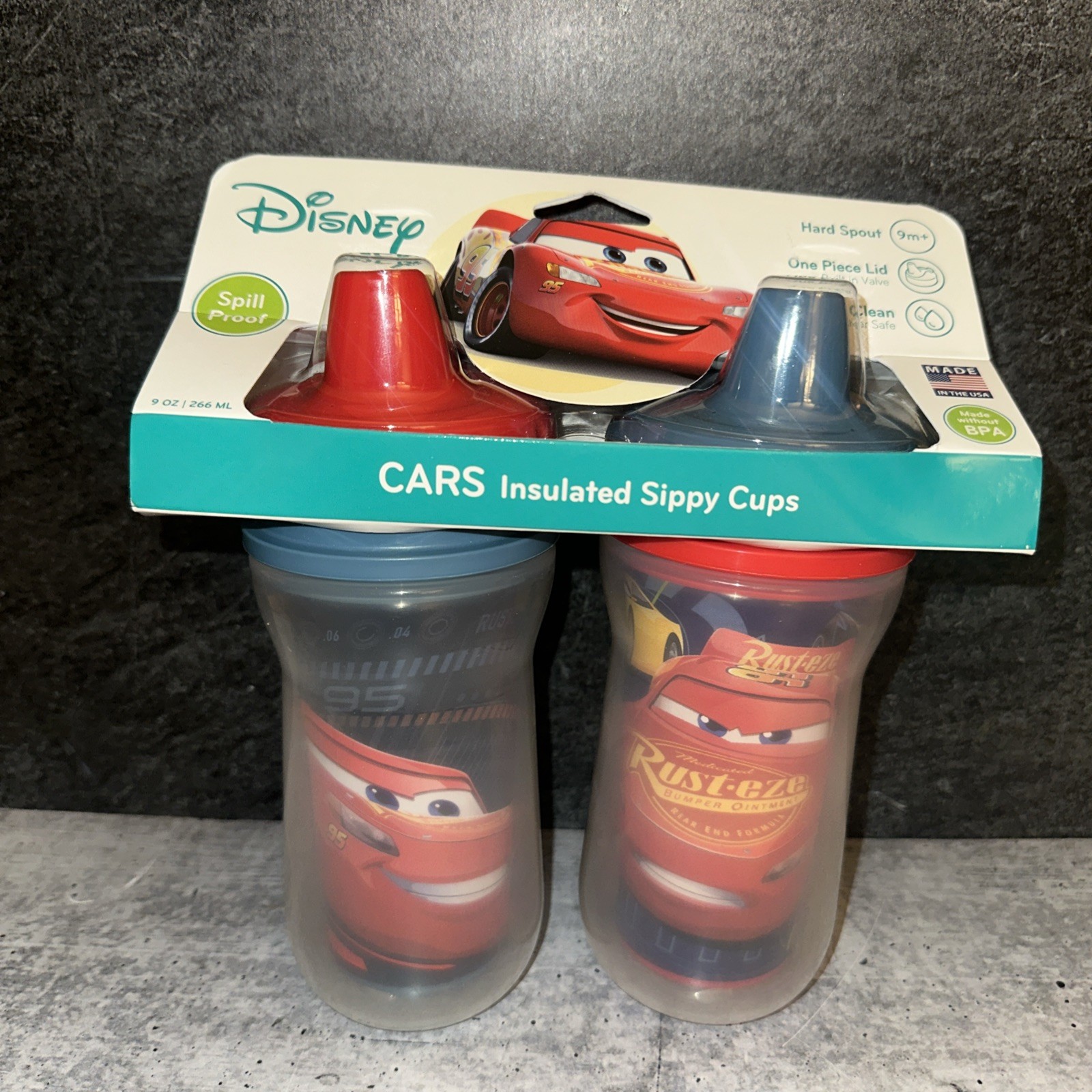 2 The First Years Tomy Cars Disney Pixar Insulated Sippy Cup lightning McQueen
