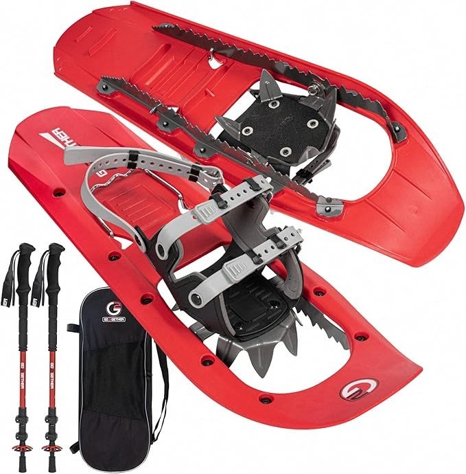 G2 GO2GETHER 8x23 MOUNTAIN TERRAIN SNOWSHOES WITH SIDE CRAMPON, POLES COLOR: RED