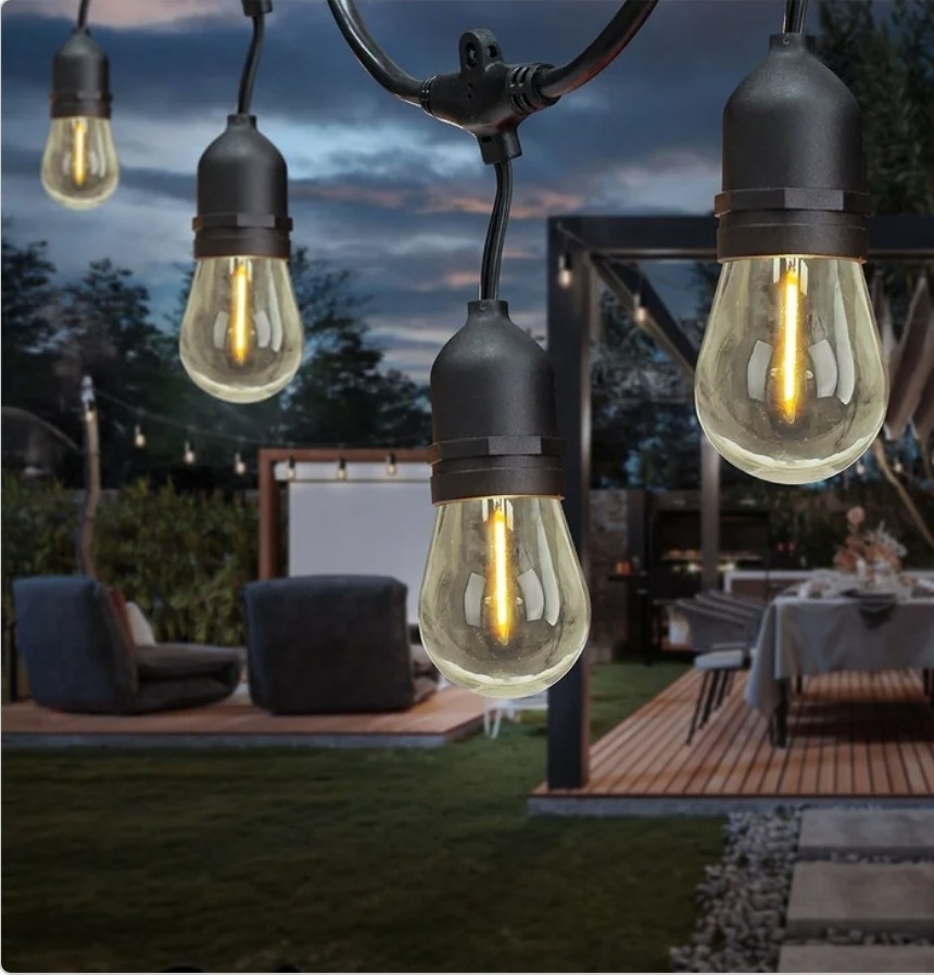 Feit Electric 48' LED Filament String Light 24 bulbs waterproof Indoor/outdoor