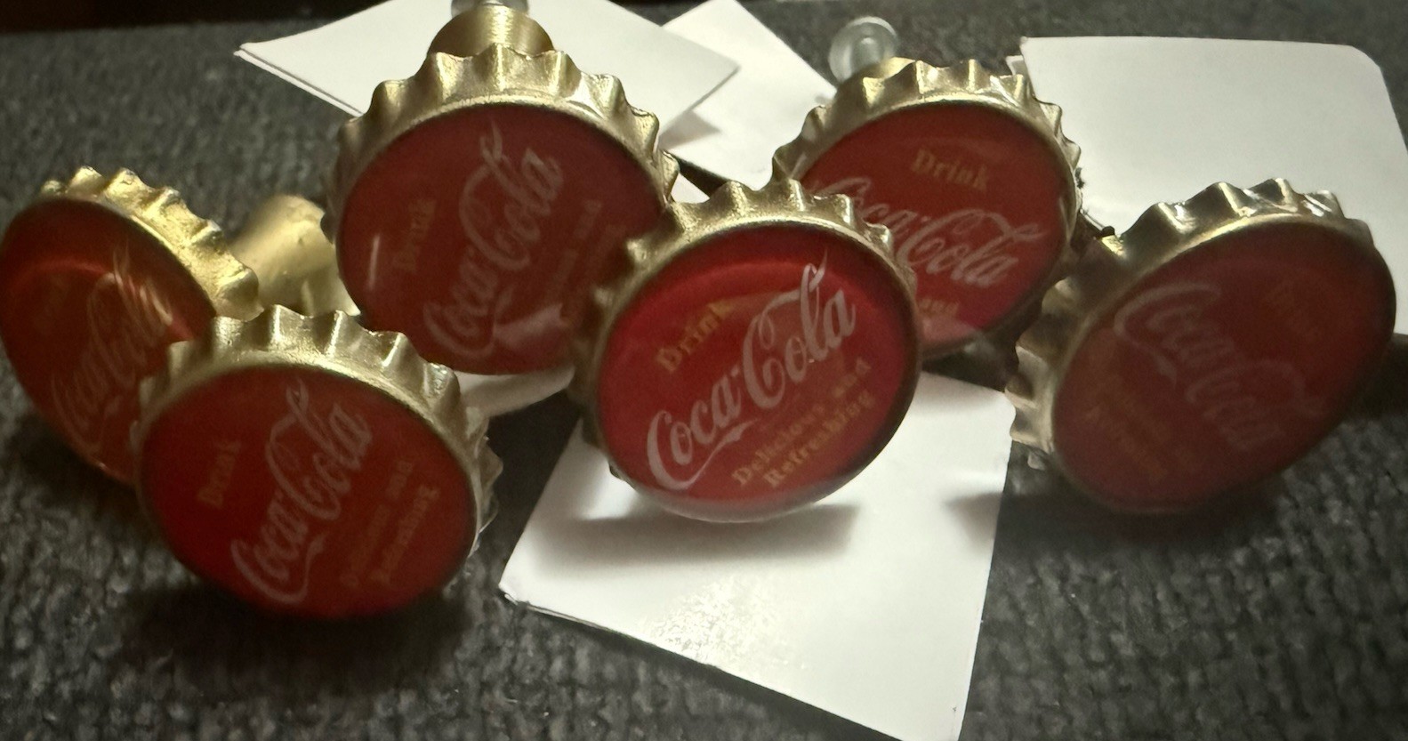 6qty - Retro Coke Bottle Cap Drawer Pull Knob Coca Cola - FREE SHIPPING