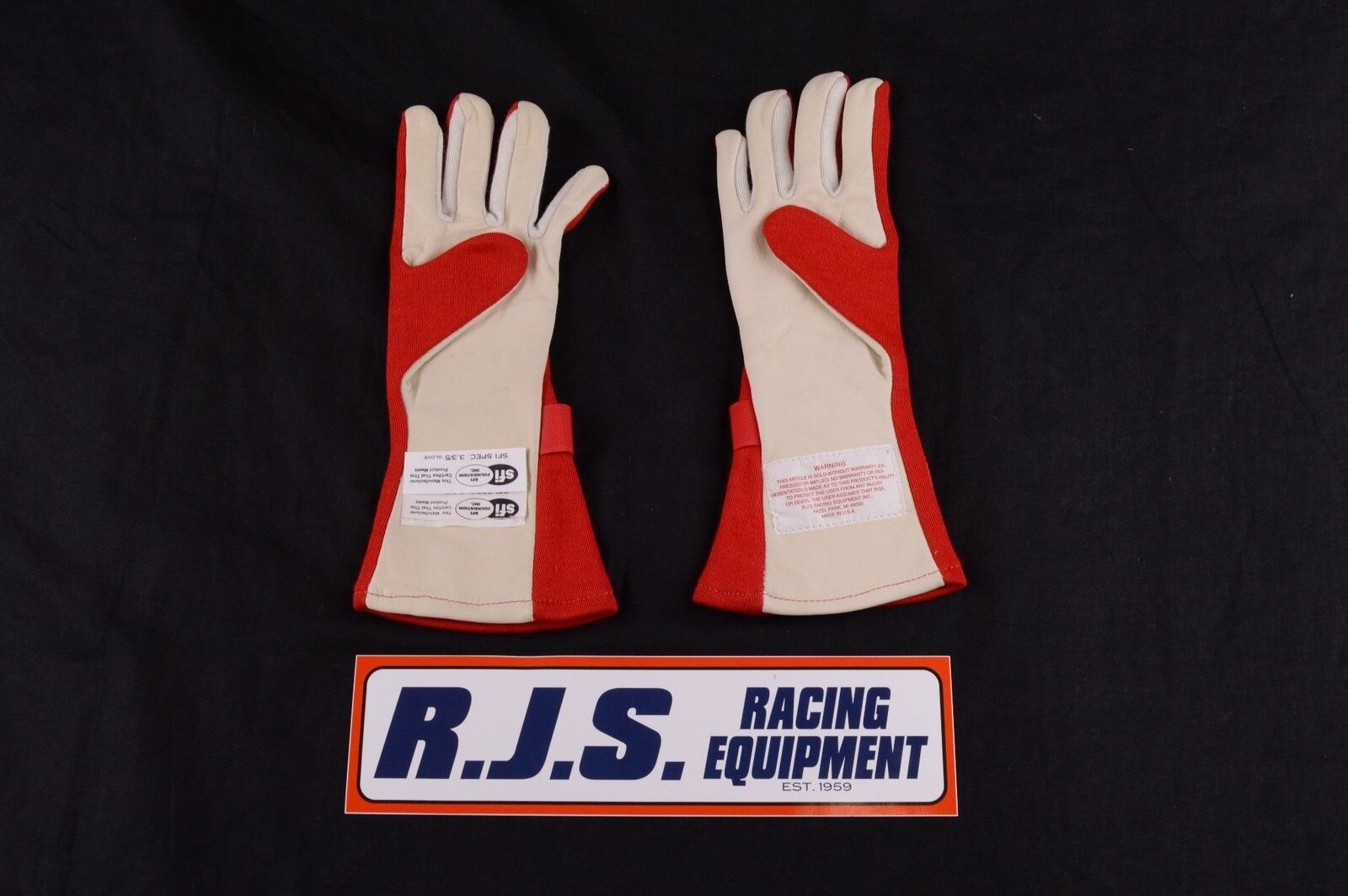 RJS RACING EQUIPMENT SFI 3.3/5 2 LAYER NOMEX RACING GLOVES RED SMALL 20212-SM-4