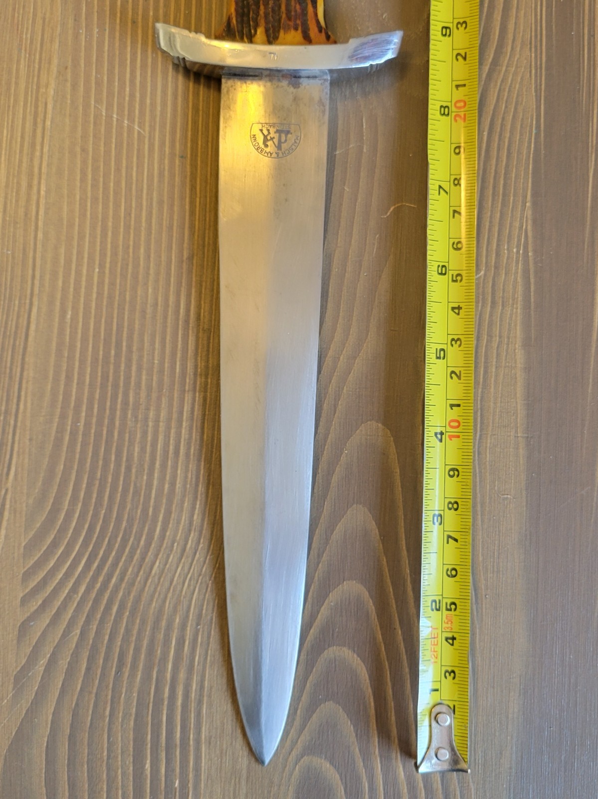 WWII German Stag Handle Fighting Knife/Dagger by Malsch & Ambronn Steinbach