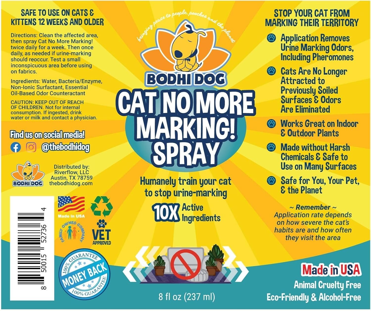Cat No More Marking Spray: Pet-Safe Urination Deterrent for Indoor & Outdoor Use