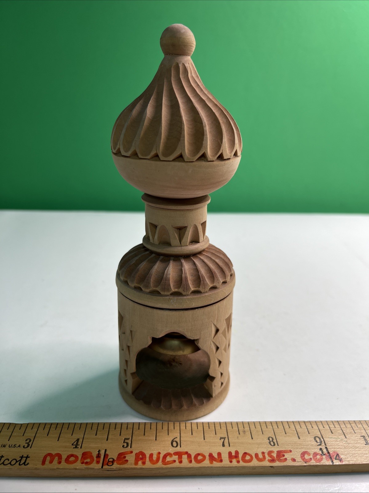 Vintage Hand Carved Wood Russian Bell Folk Art Souvenir 8.5 Inches