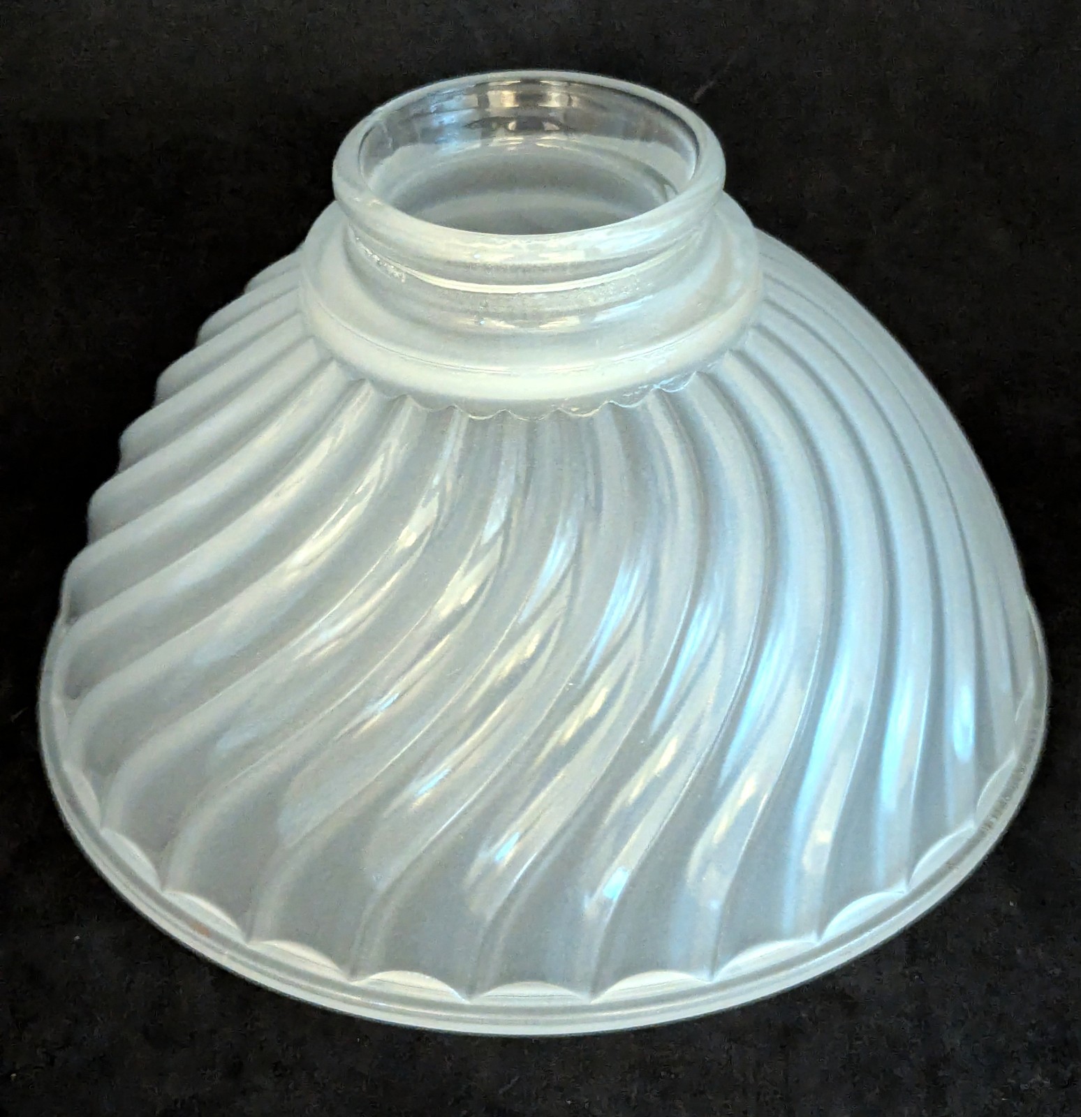 NOS! Frosted Swirl 6-1/2” dia. Low Bowl Glass Light Shade 2-1/4” Fitter VG Cond.