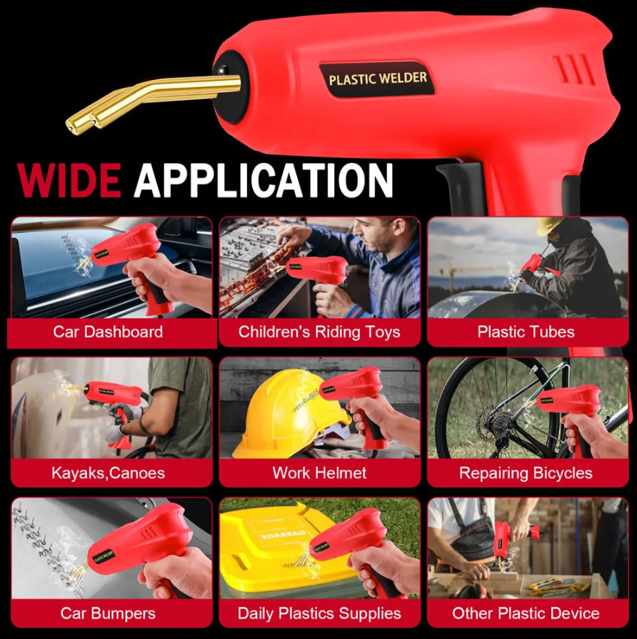 200W Hot Stapler Car Bumper Fender Welder Gun Plastic Repair Kit 1200 Staples US