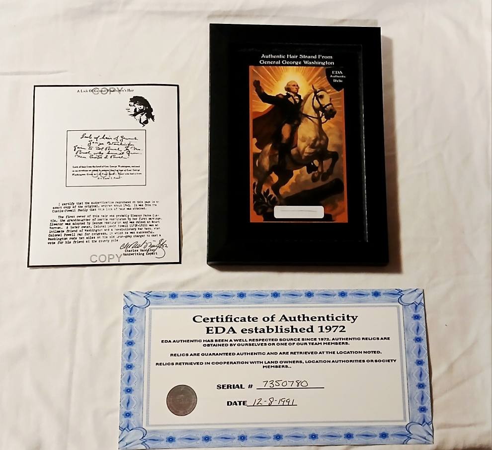 Authentic George Washington Hair Strand Relic Memorabilia Collectible Rare w/COA