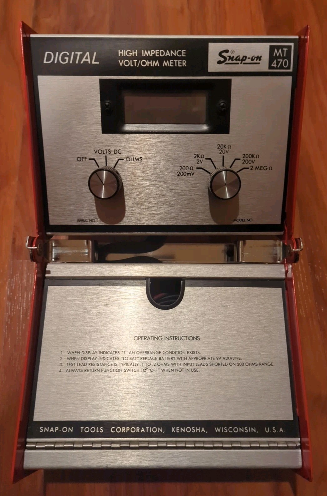 Vintage Snap On Tools High Impedance Volt/Ohm Meter MT470 Tested!