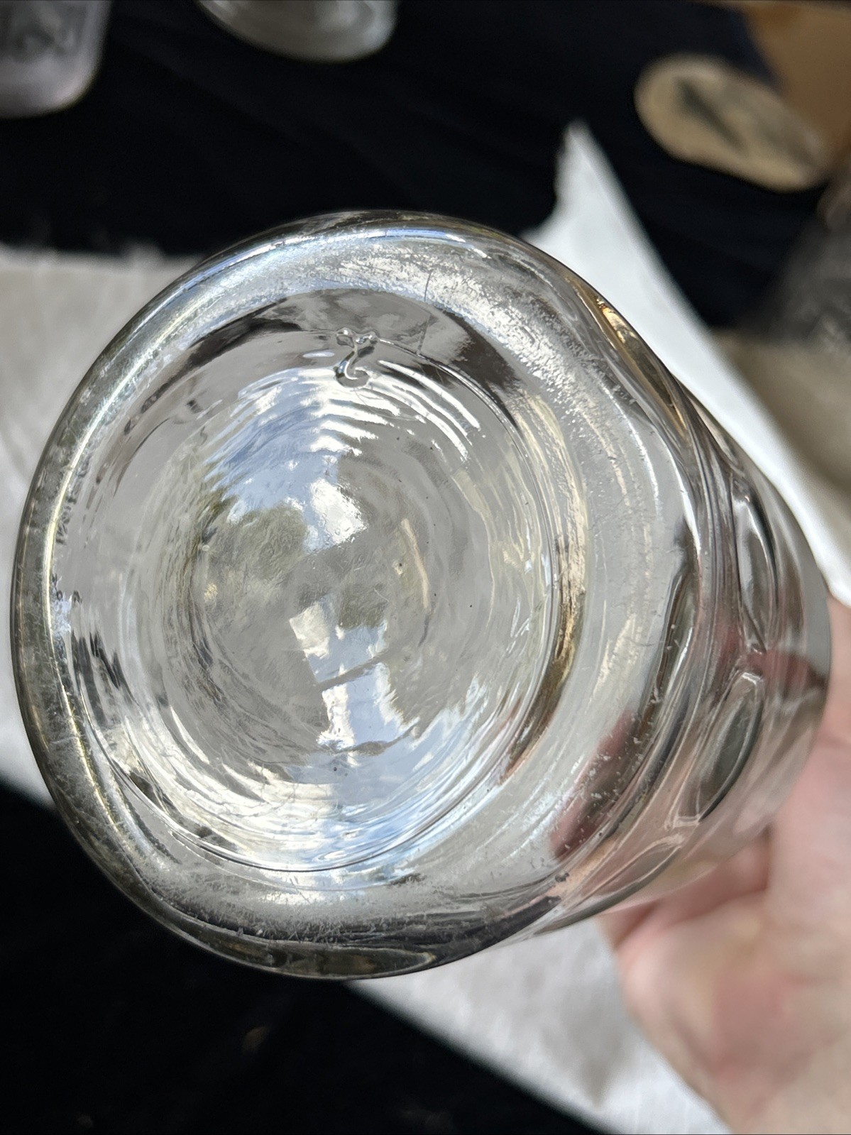 Vintage DOVER No. 80 Thumbprint 1-Quart Glass Oil Bottle w/ MASTER MFG Spout