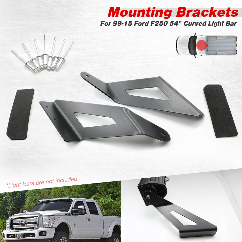For 1999-2015 Ford F250 F350, 54" Curved Light Bar Roof Windshield Mount Bracket
