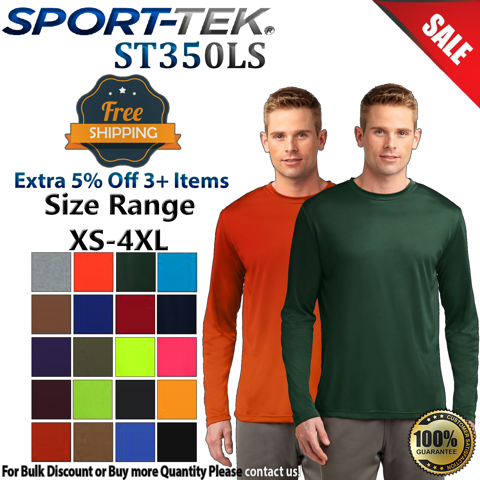 Sport-Tek ST350LS Men's Long Sleeve Moisture-Wicking T-Shirt