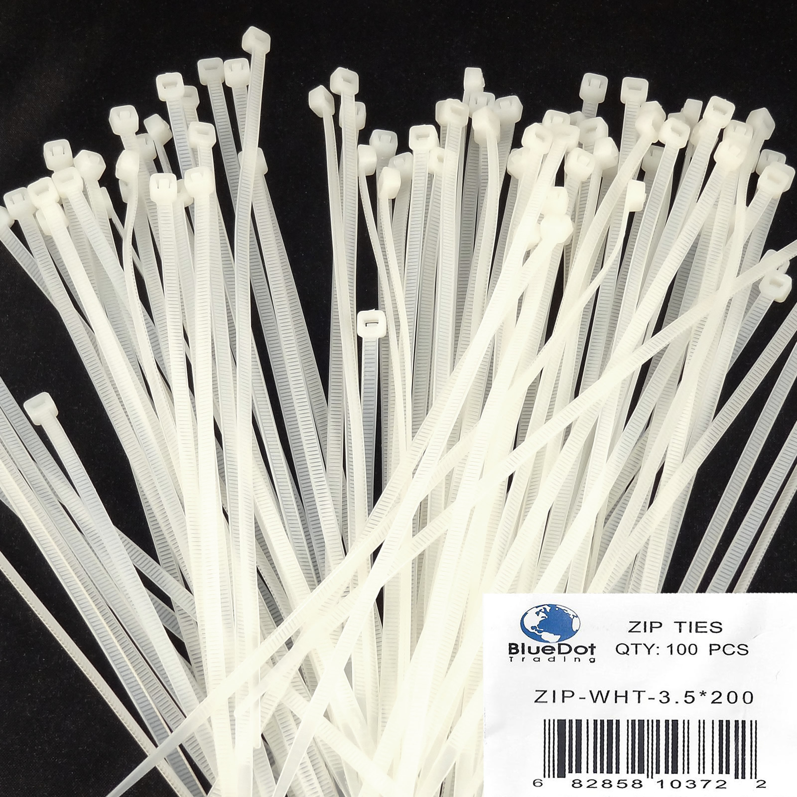 SHIPS FREE ~ 100 PACK 8 INCH NYLON ZIP CABLE TIES WIRE TIE WRAPS WHITE 40 LBS 8"