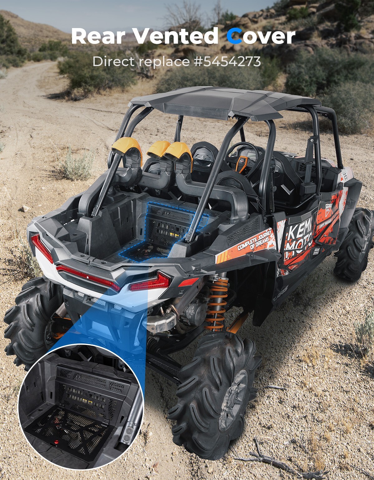 Aluminum Vented Engine Bed Cover Polaris RZR XP 1000/4 RZR XP Turbo/4 2014-2023