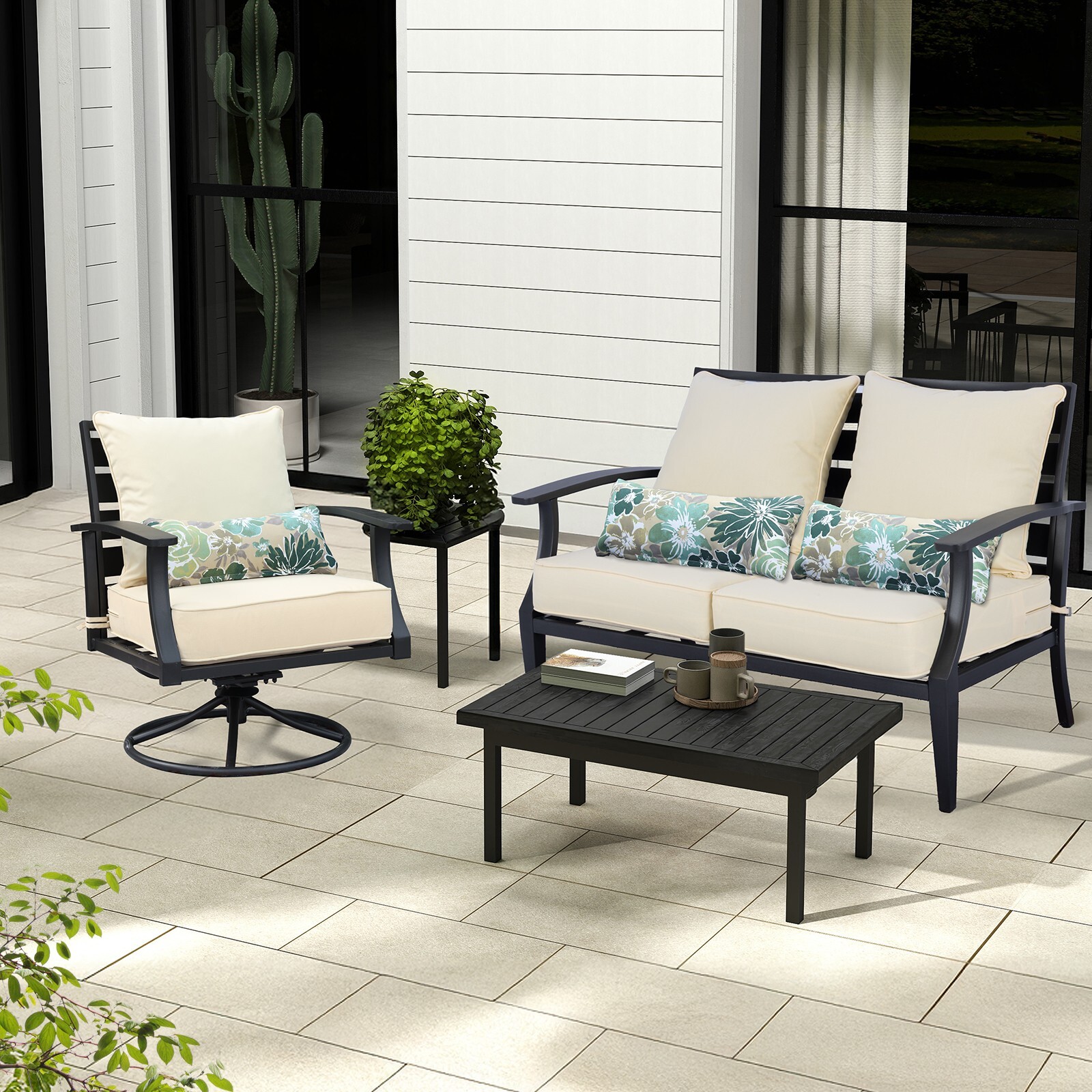 Aoodor 22''x24''Outdoor Patio Furniture Dining Deep Chair Cushion Set w/2 Pillow