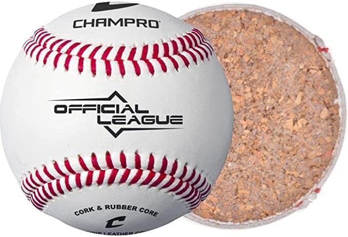 CHAMPRO CBB-90 Durahide Cover Baseballs in an Optic Blue Bucket – 30 Balls