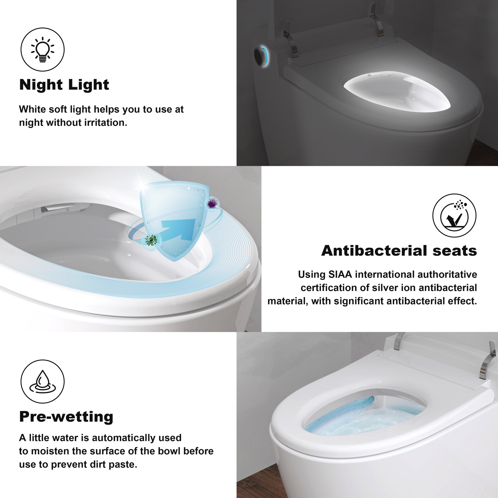 HOROW Modern Bidet Electric Smart Toilet W/ Seat, Radar Sensor, Auto Open Close