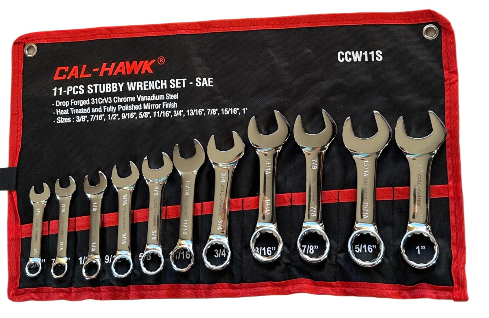 11 pc Combination Stubby Wrench Set - SAE