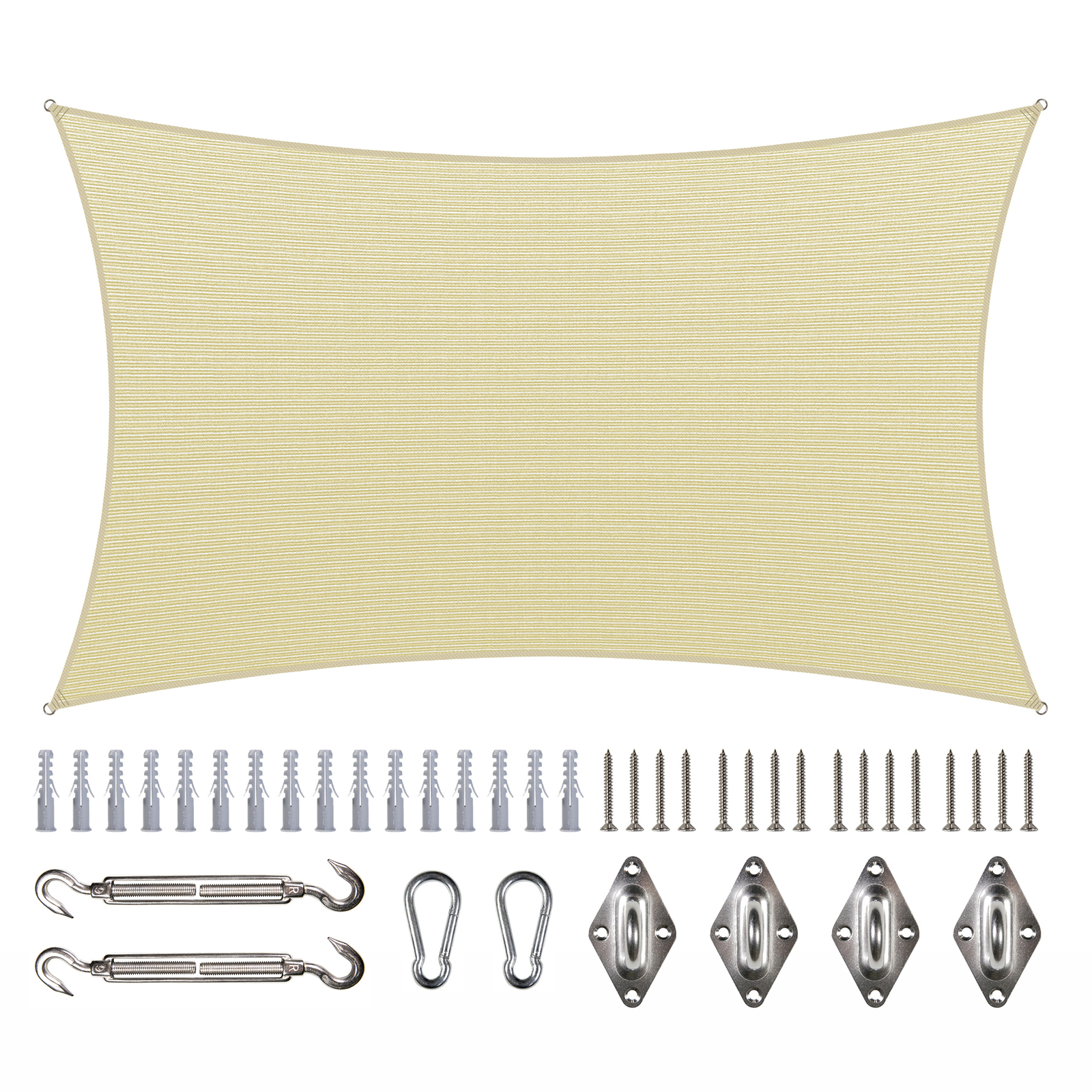 ColourTree Rectangle Sun Shade Sail Cover Outdoor Patio with Hardware Kit