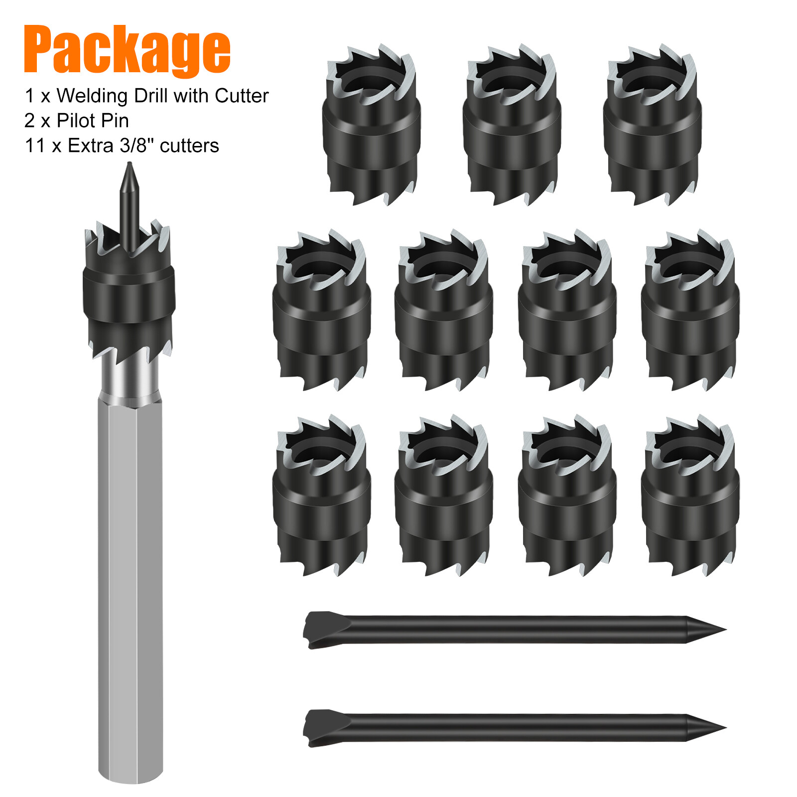 14Pcs 3/8" Double Sided Rotary Spot Weld Cutter Remover Drill Bits Cut Welds Kit