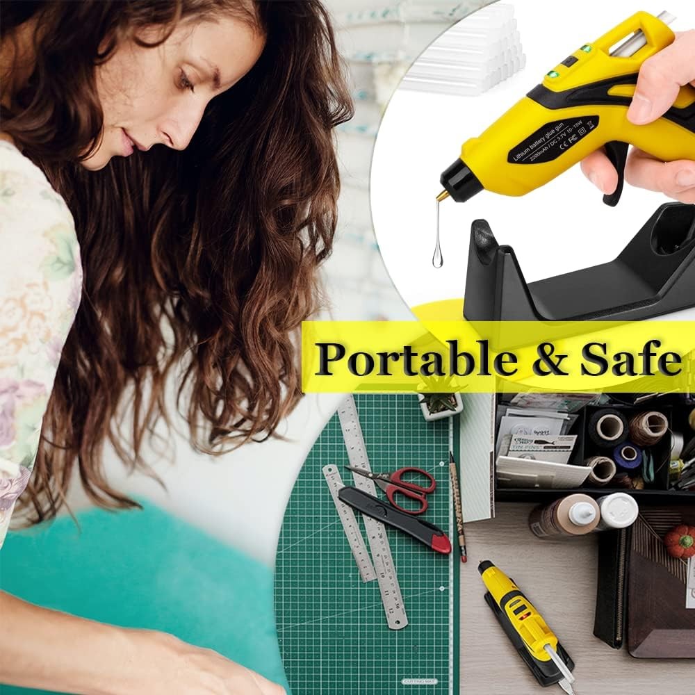 Rechargeable Cordless Fast Preheating Hot Glue Gun Kit with 30PCS Glue Sticks