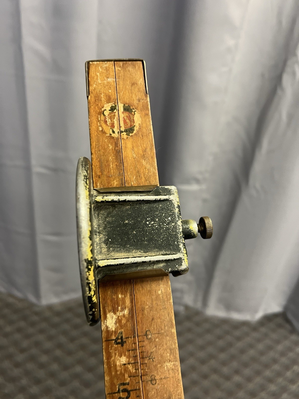 Vintage 10 Ft WOOD MEASURING STICK grade rod rule surveying story pole wall art