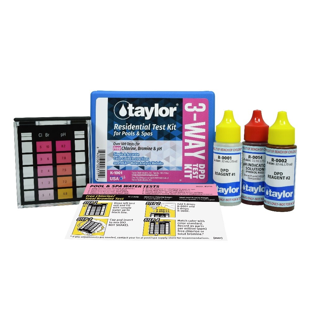 Taylor K-1001 Basic DPD Chlorine/Bromine/pH Pool and Spa Test Kit w/ Reagents