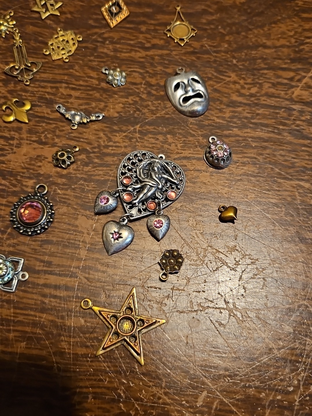 Lot Of 50 Mixed Parts Pcs France Vintage 60s Brass Stampings Findings Jewelry 18