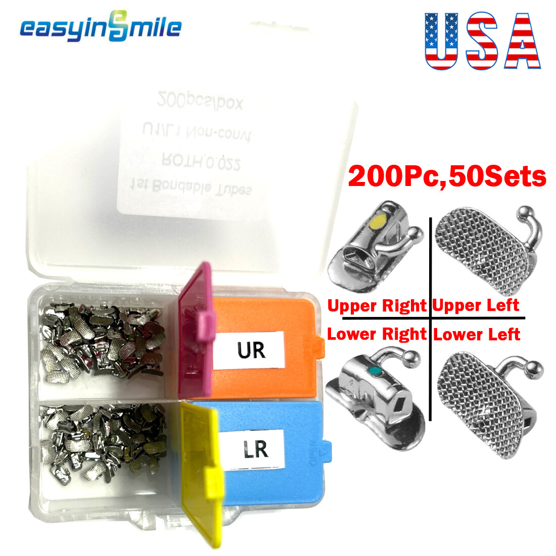 40pc Dental Buccal Tubes Orthodontic brackets 1st Molar 2nd Roth/MBT Non-Convert