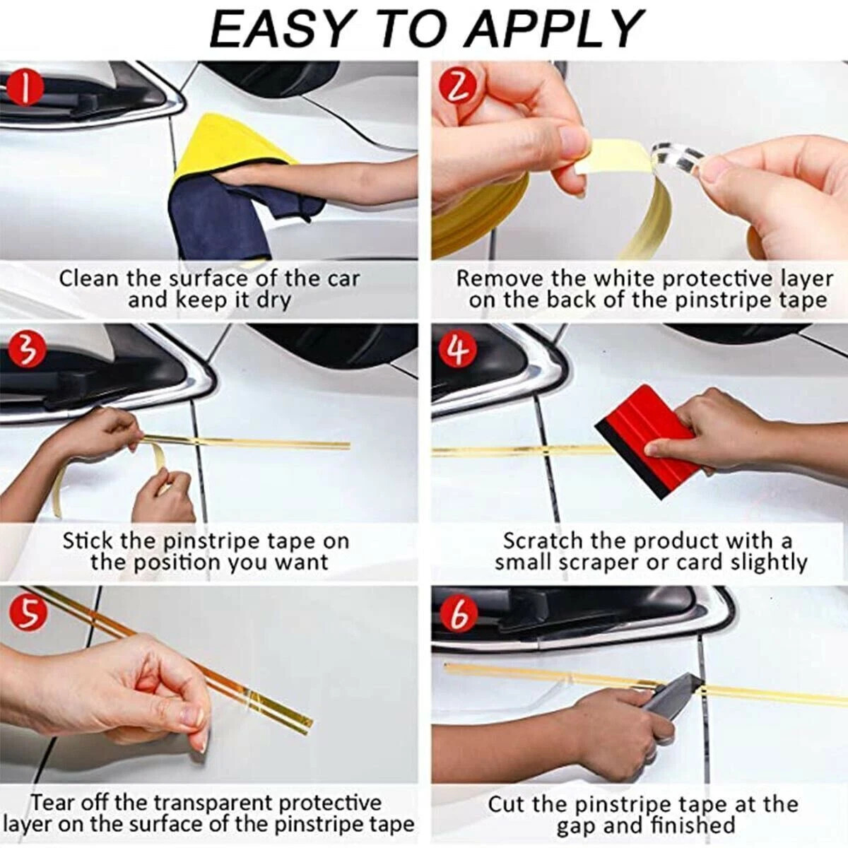 32Ft Car Pinstriping Tape, Vinyl Pin Striping Decals Car Trim Stripe Tape Red