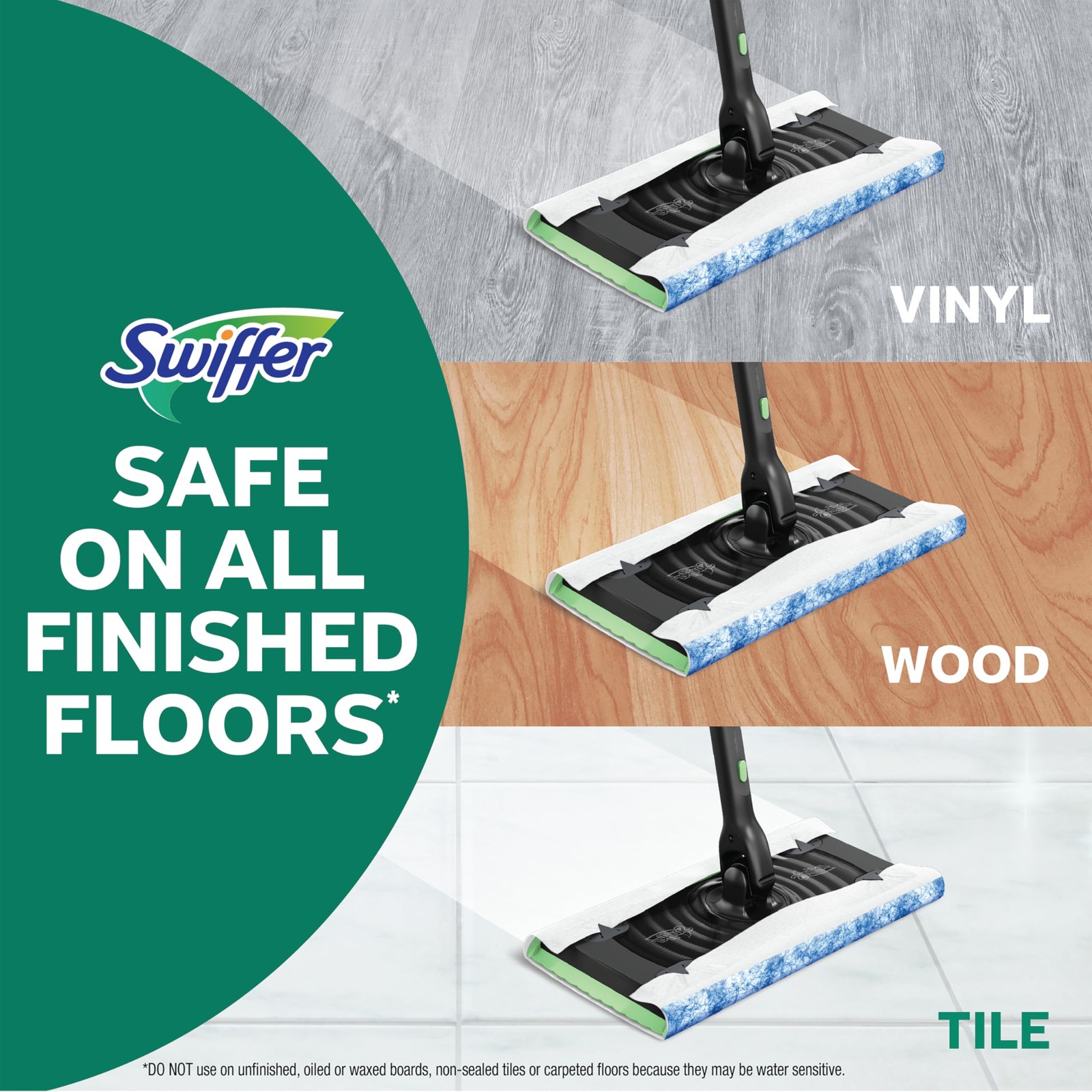 Swiffer Sweep & Mop Deluxe 2-in-1 Multi-Surface 1 Count (Pack of 1), Black