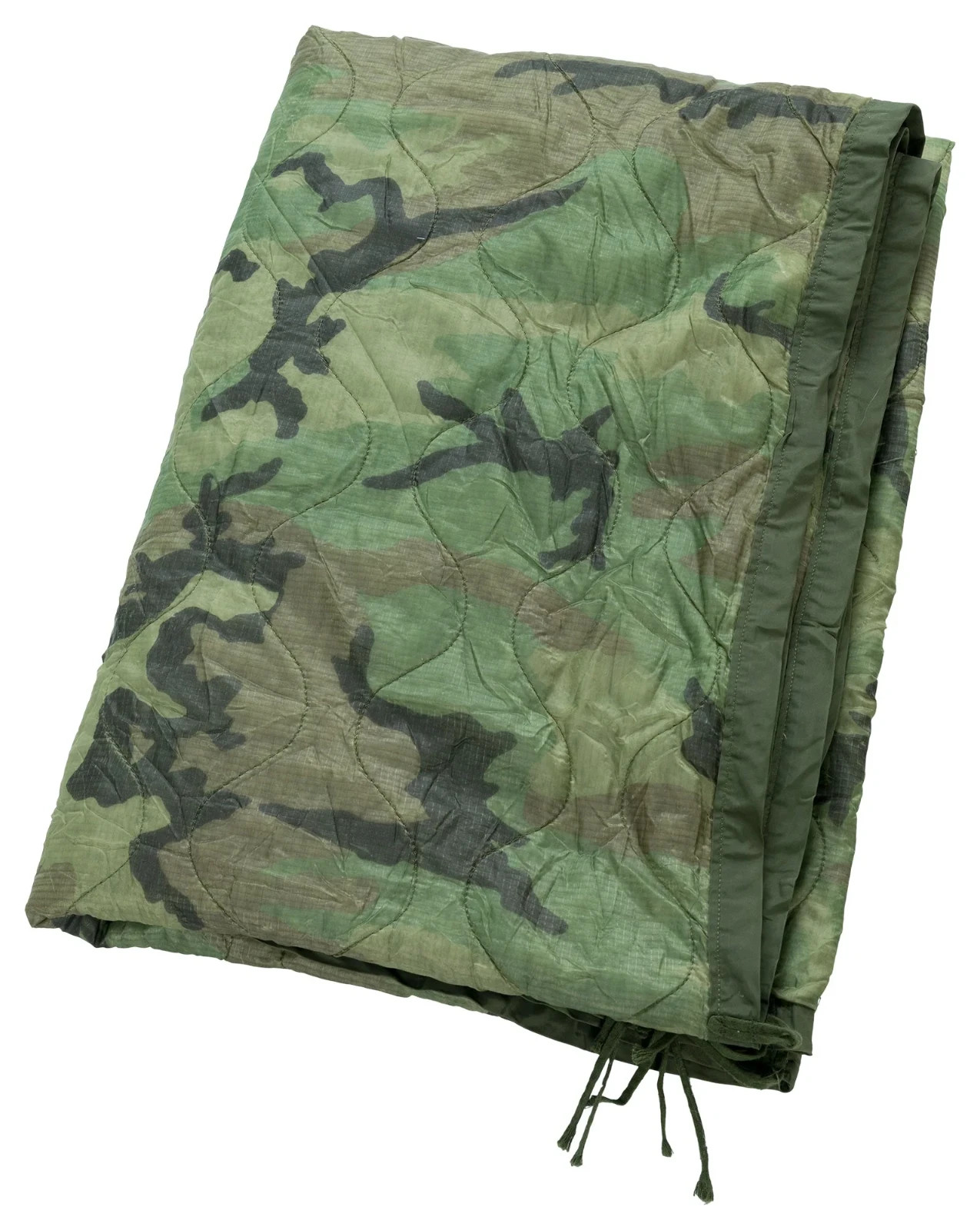 USGI Military Woodland Camo Wet Weather Poncho Liner Woobie Blanket GOOD