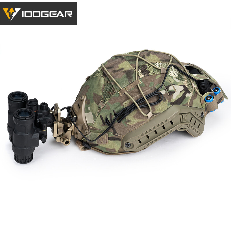 IDOGEAR Tactical Helmet Cover For FAST Helmet NVG Battery Pouch Laser Cut Camo