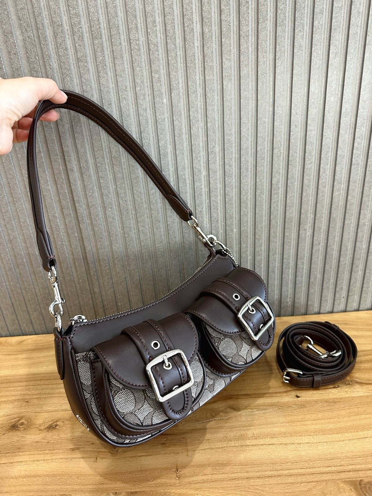 COACH CBJ00 Ashton Bag In Signature Jacquard Oak/Maple Outlet NEW Free shipping