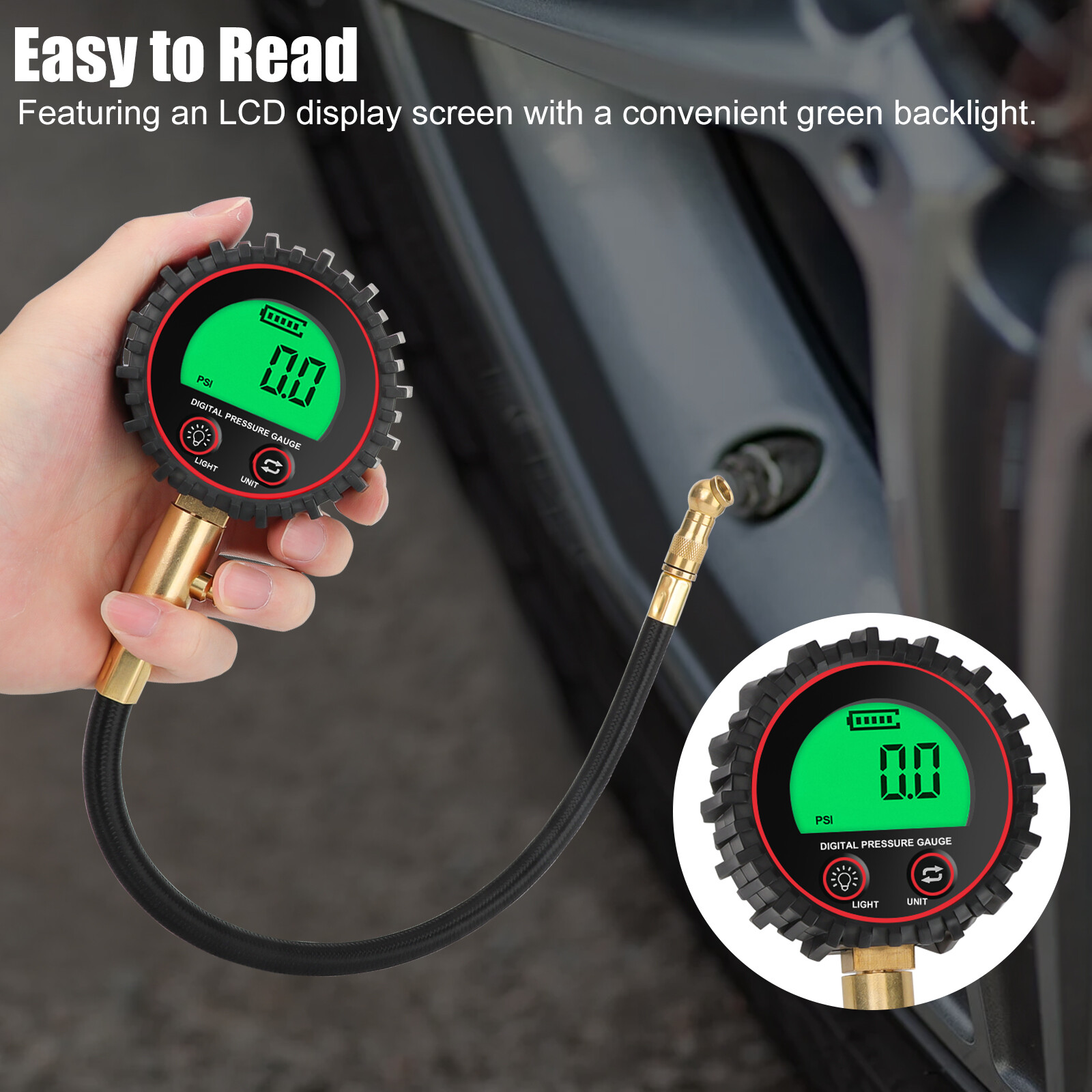 Digital Accurate Air Pressure Tire Gauge 255PSI Meter Tester for Truck Car Bike