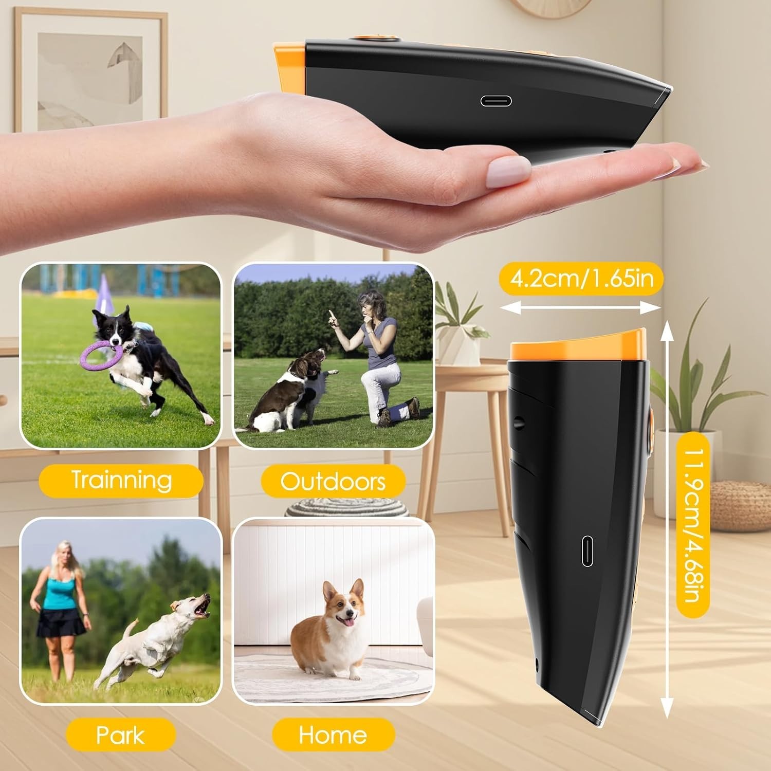 2026 Portable Ultrasonic Dog Repeller Stop Barking Anti Bark Device Rechargeable