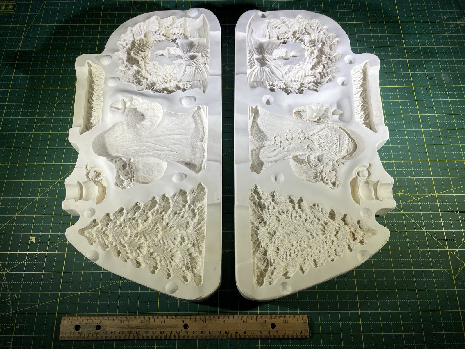 Nowell's NM-1752 Christmas Tree Santa Wreath Candle & Stand Ceramic Slip Mold