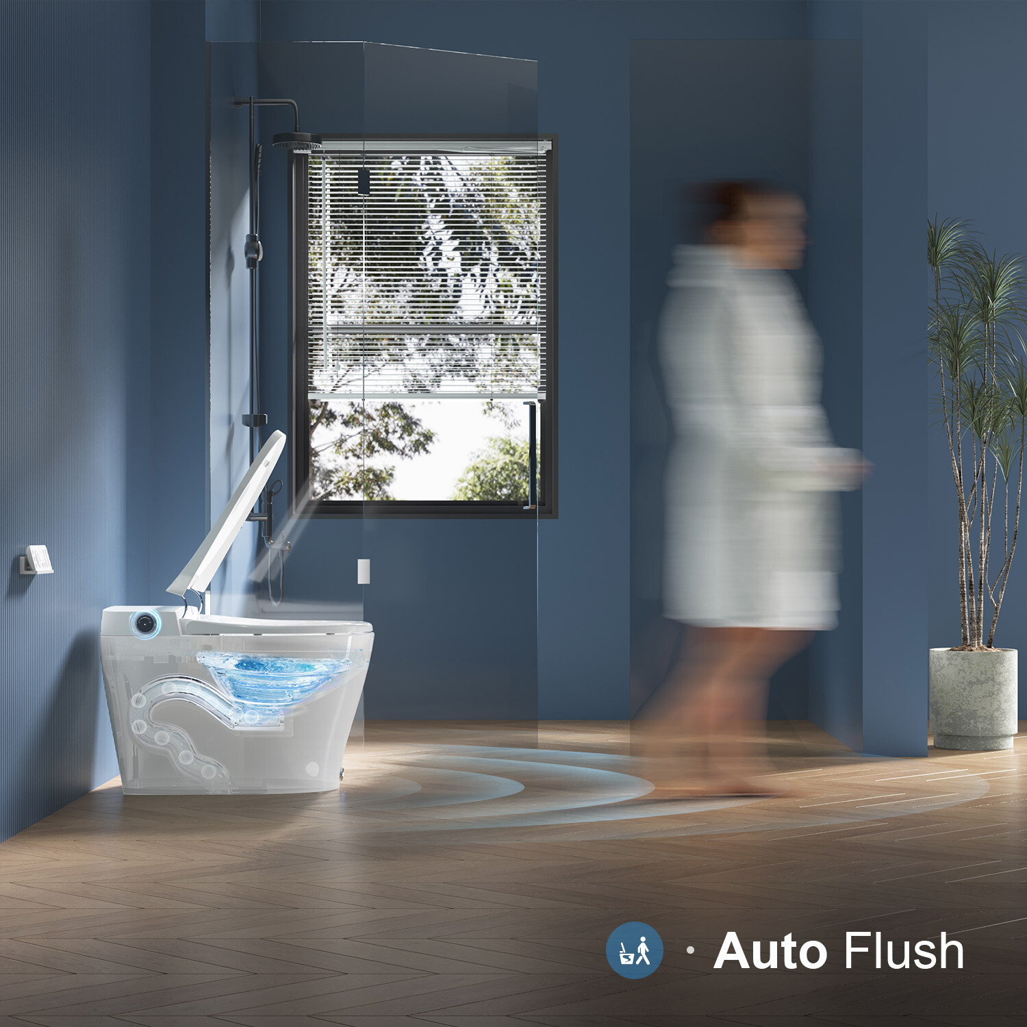 HOROW Smart Toilet Bidet Seat Elongated One Piece Toilet Dryer Auto Open Close