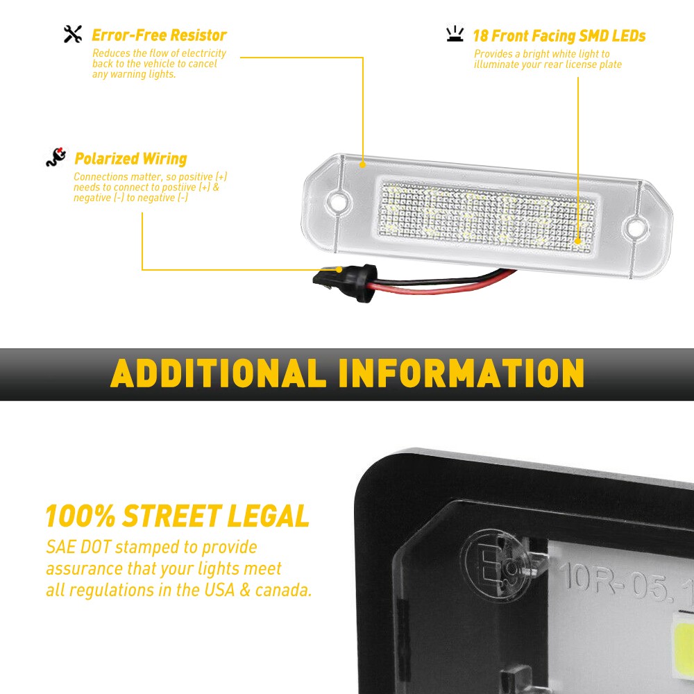 AUXITO 18LED Light License Plate Tag Lamp 6000K Canbus For 1992-2000 Honda Civic